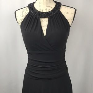 Black Retro Chic Beaded Collar Cocktail Dress